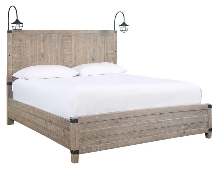 Aspenhome Foundry Cal King Panel Bed in Weathered Stone