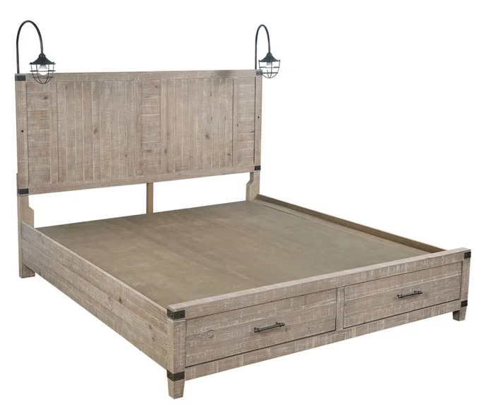 Aspenhome Foundry King Storage Bed in Weathered Stone