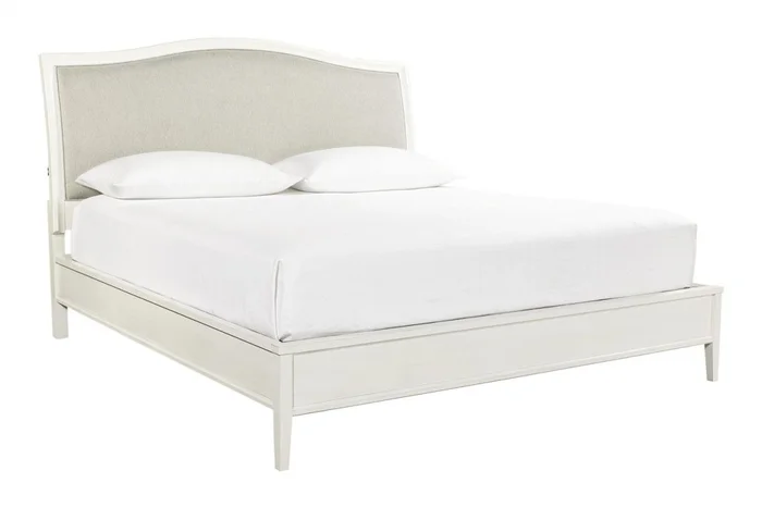 Aspenhome Furniture Charlotte Cal King Upholstered Sleigh Bed in White EST SHIP TIME IS 2 WEEKS