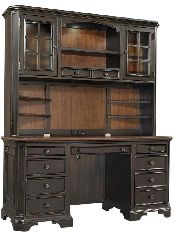 Aspenhome Hampton Credenza & Hutch in Black Cherry EST SHIP TIME IS 2 WEEKS