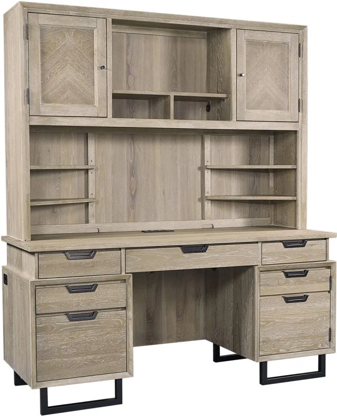 Aspenhome Harper Point 66″ Credenza Hutch in Bleached Khaki IHP-317-KHA