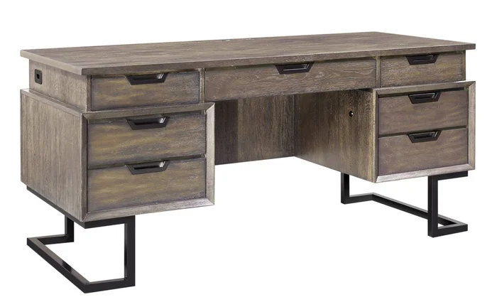 Aspenhome Harper Point 66″ Executive Desk in Fossil IHP-304-FSL EST SHIP TIME IS 2 WEEKS