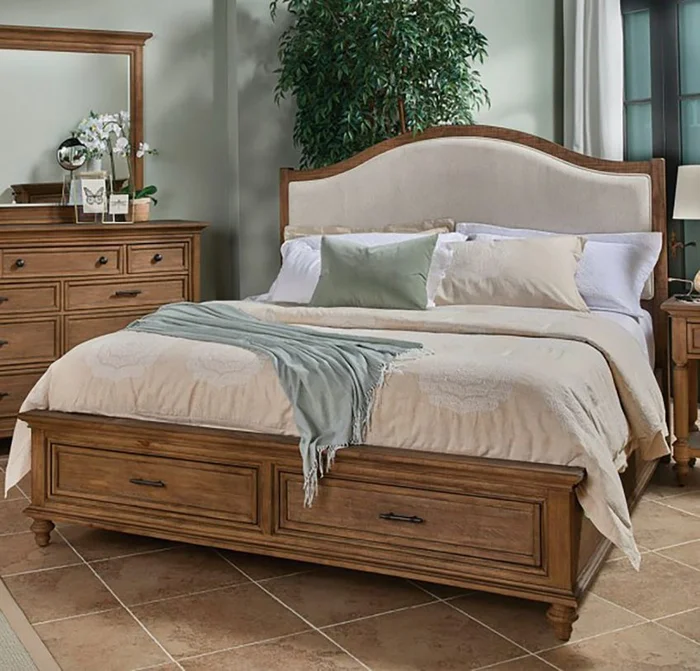 Aspenhome Hensley Cal King Upholstered Storage Bed in Brown I3002