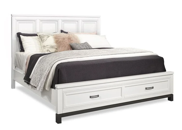 Aspenhome Hyde Park King Painted Panel Storage Bed in White EST SHIP TIME IS 2 WEEKS