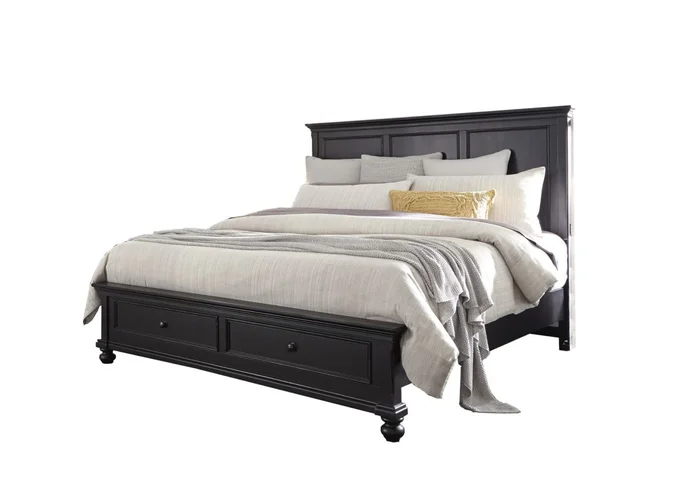 Aspenhome Oxford King Panel Storage Bed in Black EST SHIP TIME IS 2 WEEKS