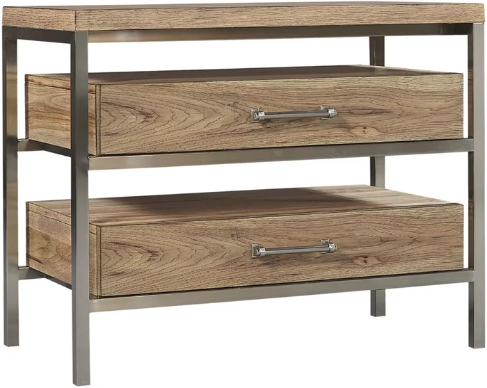 Aspenhome Paxton 2 Drawer Metal Nightstand in Fawn I262-451