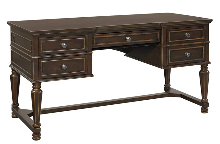 Aspenhome Weston 60″ Half Pedestal Desk in Brown I35-371 EST SHIP TIME IS 2 WEEKS