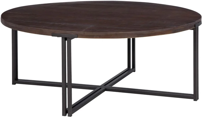 Aspenhome Zander Round Cocktail Table with Dual Metal Base in Umber I310-9101-UMB