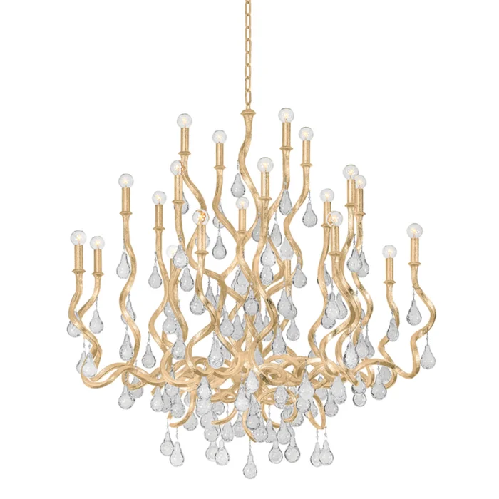 Aveline 20-Light Chandelier in Gold Leaf 48L x 48W x 48.75H