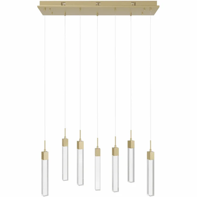 Avenue Lighting HF1900-7-GL-BB-SNW The Original Glacier Modern Brushed Brass LED Multi Hanging Lamp
