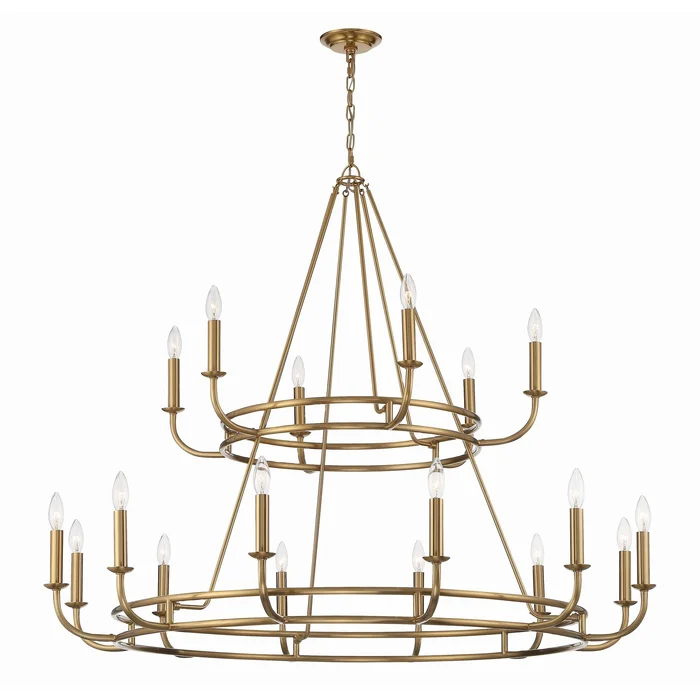 Bailey 18 Light Aged Brass Chandelier 48″W x 39″H x 48″D