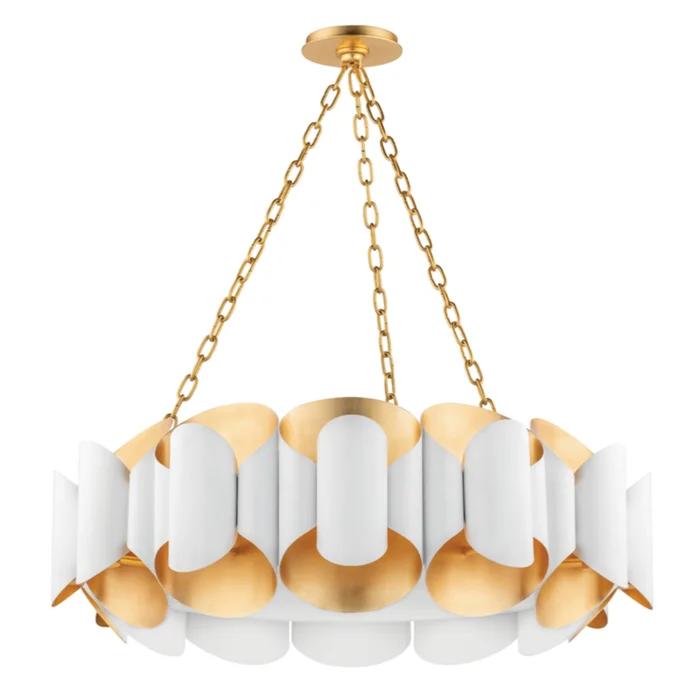 Banks 12-Light Chandelier in Gold Leaf/White 34.5L x 34.5W x 11.75H