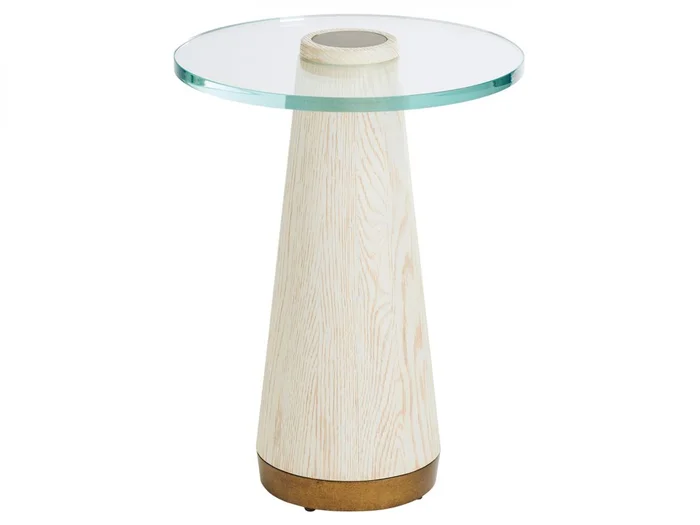 Barclay Butera Carmel Castlewood Glass Top Accent Table in Winter White 931-952