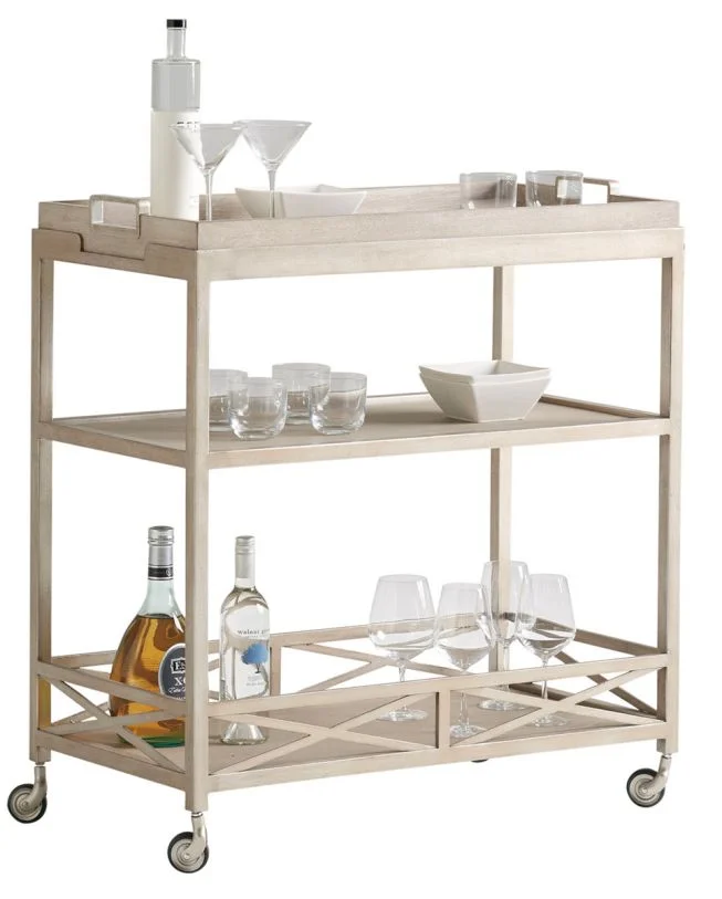 Barclay Butera Malibu Anacapa Metal Bar Cart in Burnished Sauterness 926-862