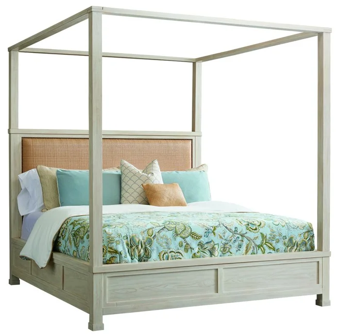 Barclay Butera Newport Shorecliff Cal King Canopy Bed in Sailcloth