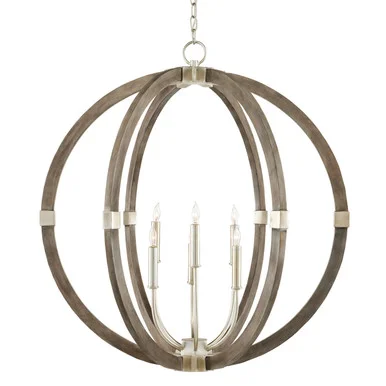 Bastian Collection Six Light Chandelier in Contemporary Silver Leaf/Chateau Gray (142|9000-0941)