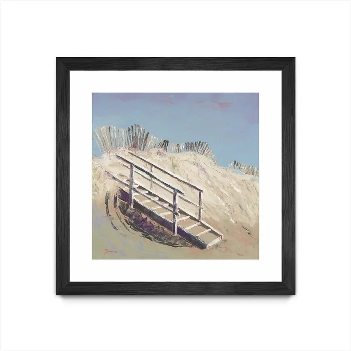 Beach Access Matted and Framed Black 36×36 Wall Art|uvre dart murale encadre noire et mate Beach Access 36×36