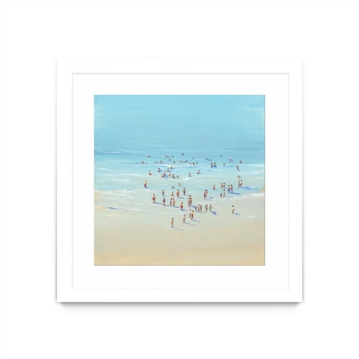 Beach Day Ii Matted and Framed White 30×30 Wall Art|uvre dart murale encadre blanche et mate Beach Day Ii 30×30
