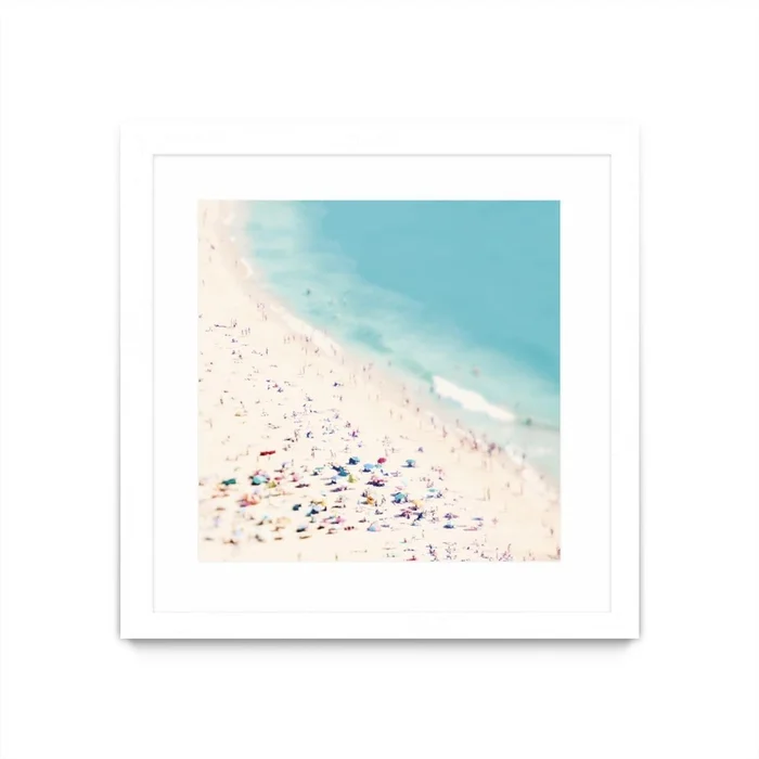 Beach Love Matted and Framed White 30×30 Wall Art|uvre dart murale encadre blanche et mate Beach Love 30×30