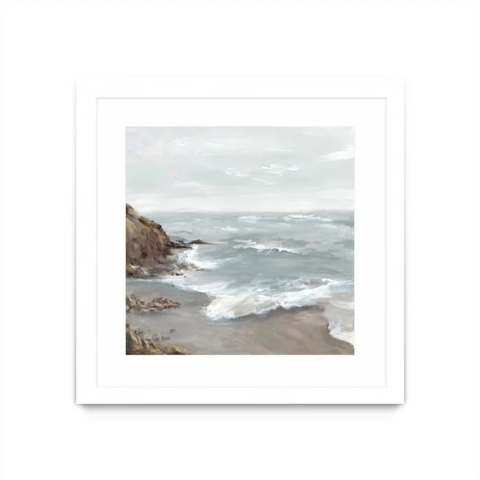 Beautiful Bay Matted and Framed White 36×36 Wall Art|uvre dart murale encadre blanche et mate Beautiful Bay 36×36