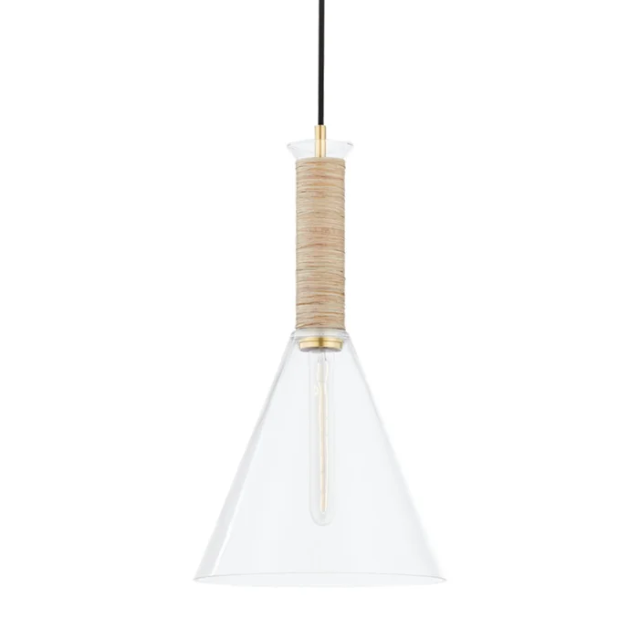 Besa 1-Light Pendant in Aged Brass 12.75L x 11W x 21.25H