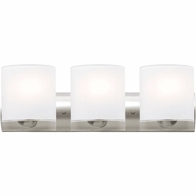 Besa 3WZ-CELTICCL-LED-SN Celtic Contemporary Satin Nickel Opal Glossy/Clear LED 3-Light Bathroom Vanity Lighting