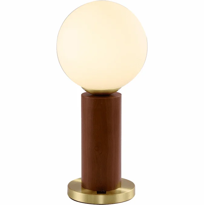 Bethel International BTG102BR Contemporary Dark Oak & Satin Brass Table Top Lamp