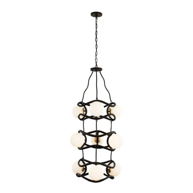 Black Betty Nine Light Foyer Pendant in Carbon/French Gold (137|374F09CBFG)