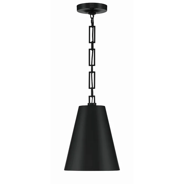 Brian Patrick Flynn Alston 2 Light Matte Black + Antique Gold Mini Pendant Steel Shade 10″W x 14″H x 10″D