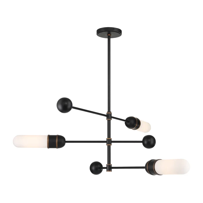 brian patrick flynn capsule 3 light led matte black + textured gold chandelier