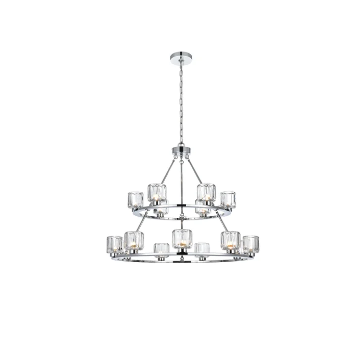 cadence 36 inch two-tier chandelier in chrome