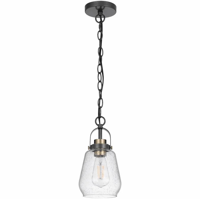 Cal FX-3824-1 Kavala Black / Antique Brass Mini Drop Ceiling Light Fixture