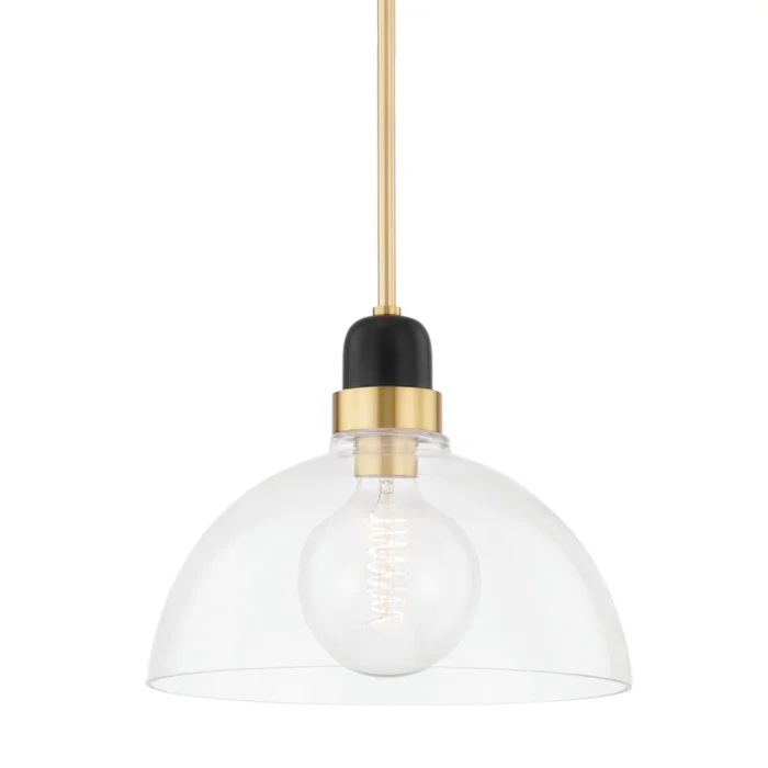 Camile 1-Light Pendant in Aged Brass 5.25L x 13W x 10H