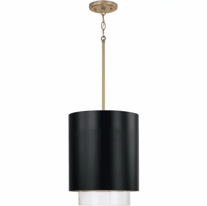 Capital Lighting 353011RK Weller Contemporary Matte Brass and Black Mini Pendant Light Fixture