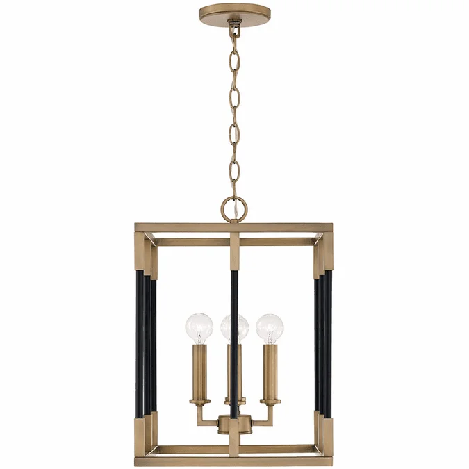 Capital Lighting 544741AB Bleeker Contemporary Aged Brass and Black Drum Entryway Light Fixture