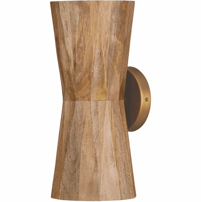 Capital Lighting 651021LW Nadeau Contemporary Light Wood and Patinaed Brass Wall Lamp