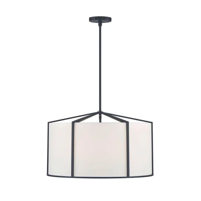 Carlyn 6 Light Black Chandelier Silk Shade 24″W x 14.75″H x 24″D