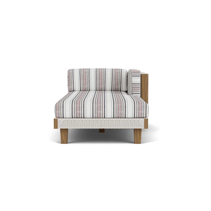 catalina left arm chaise in antique white finish with deering cadet fabric grade c