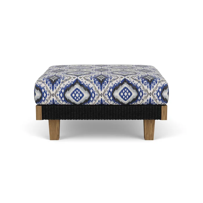 catalina ottoman in ebony finish with yoko mediterranean fabric grade d