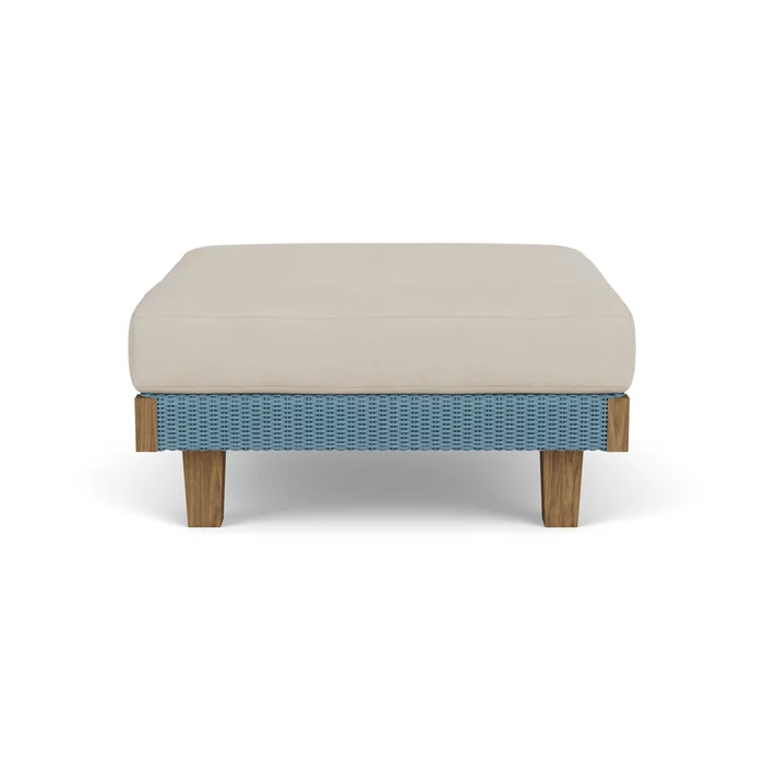 catalina ottoman in stillwater finish with sandberg flax fabric grade b