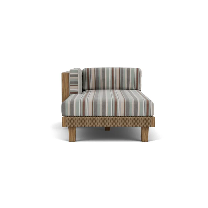 catalina right arm chaise in fawn finish with lima heron fabric grade c