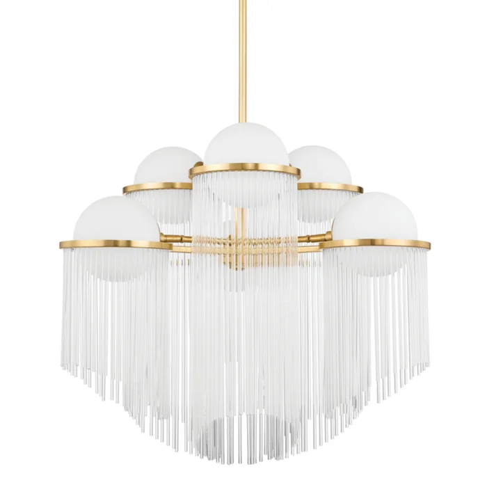 Celestial 6-Light Chandelier in Aged Brass 31.5L x 31.5W x 26.5H