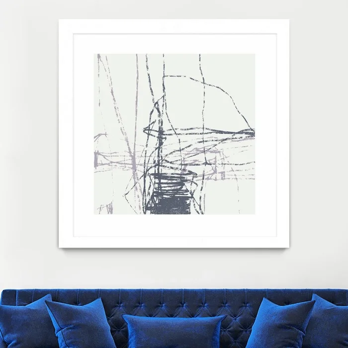 Chalk Doodles G Matted and Framed White 36×36 Wall Art|uvre dart murale encadre blanche et mate Chalk Doodles G 36×36 - Image 2