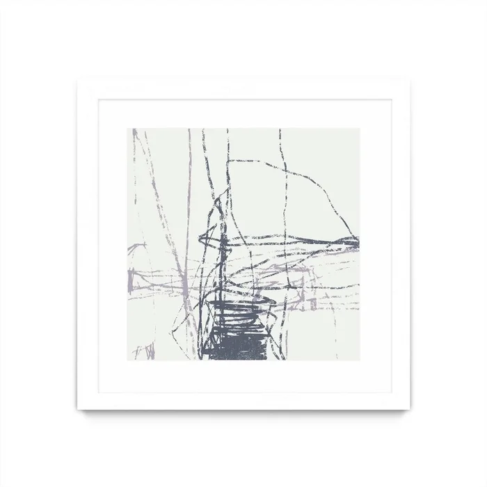 Chalk Doodles G Matted and Framed White 36×36 Wall Art|uvre dart murale encadre blanche et mate Chalk Doodles G 36×36