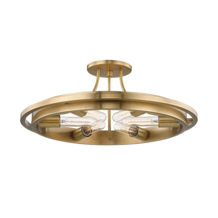 Chambers 6-Light Semi Flush in Aged Brass 21L x 21W x 8H