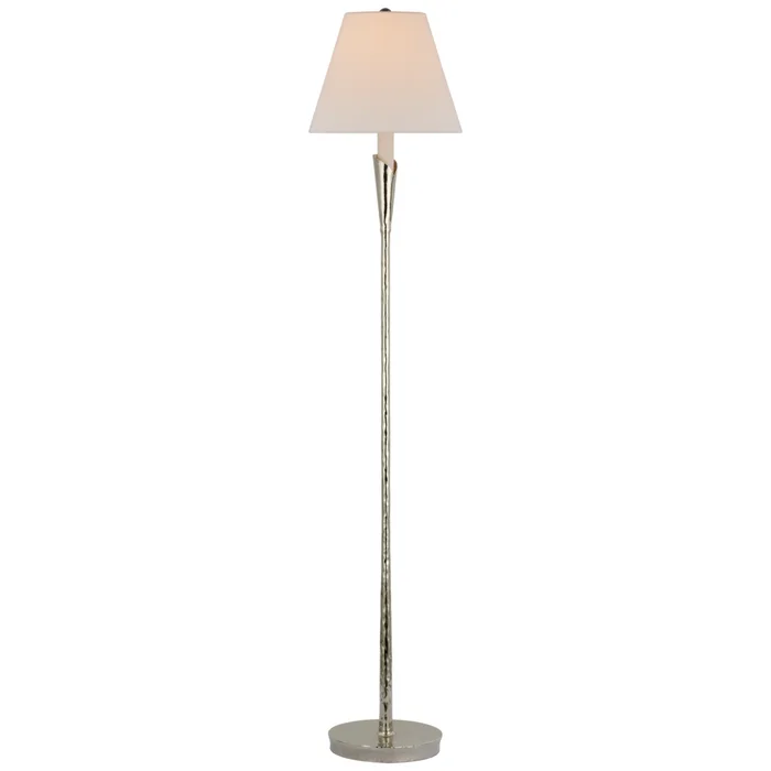 Chapman & Myers Aiden Accent Floor Lamp in Polished Nickel with Linen Shade W10.5″ x H52″