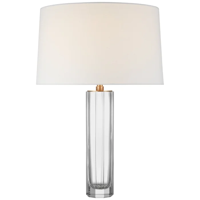 Chapman & Myers Fallon Medium Table Lamp in Clear Glass with Linen Shade W15″ x H24.75″