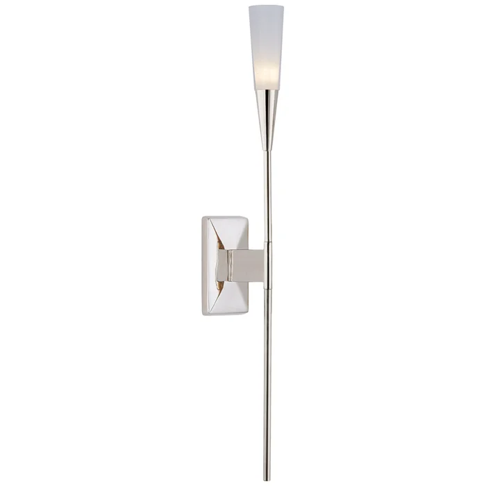 Chapman & Myers Stellar Single Tail Sconce in Polished Nickel with Frosted Acrylic Wall Light W2.5″ x H20″