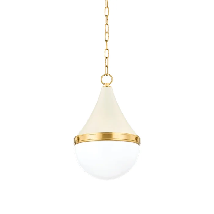 CIARA 1-Light Pendant in Aged Brass/Soft Cream 67.75L x 11.75W x 18H
