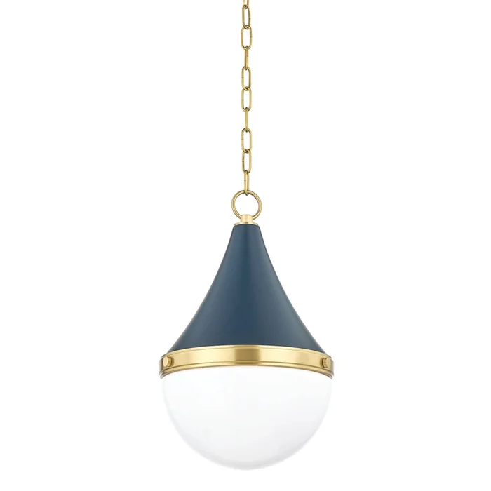 CIARA 1-Light Pendant in Aged Brass/Soft Navy 12.5L x 11.75W x 18H